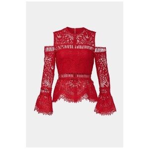 Saylor Elegant Red Lace Women's Top size S